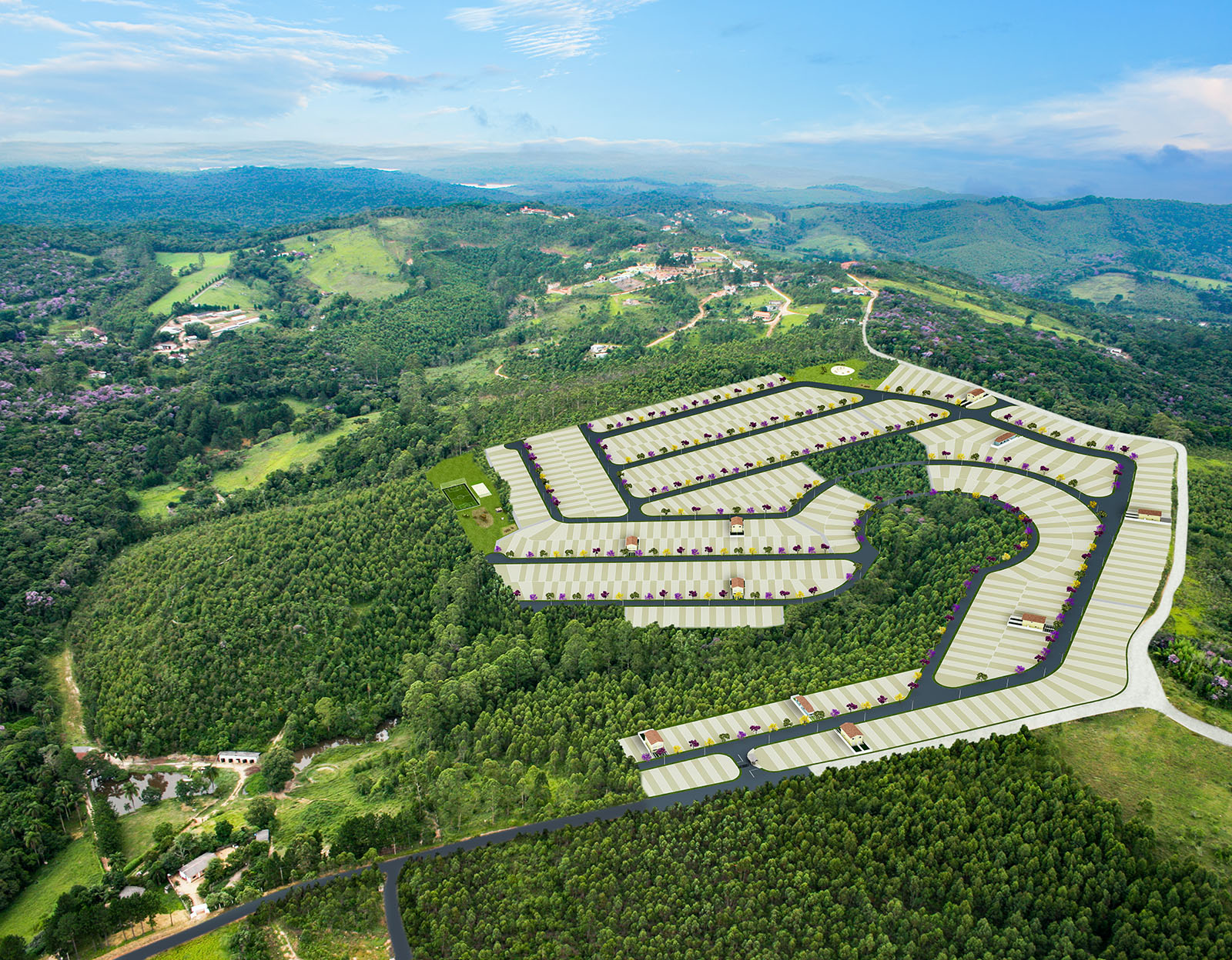 Vista aérea do residencial